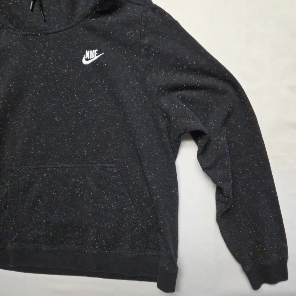 Nike Womens Black Rainbow Speckled Hoodie Jogger Set XL Cotton Blend Casual
